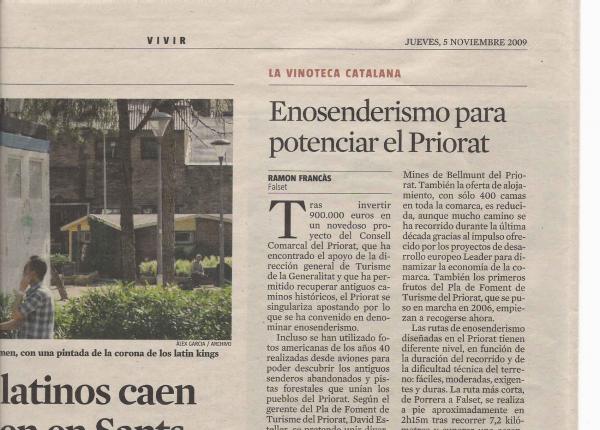 Article enosenderisme La Vanguardia, nov. 09